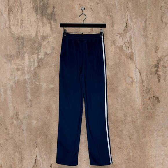 Adidas Sweatpants Navy Blue Polyester White 3 Stripes Youth Large - Picture 3 of 7